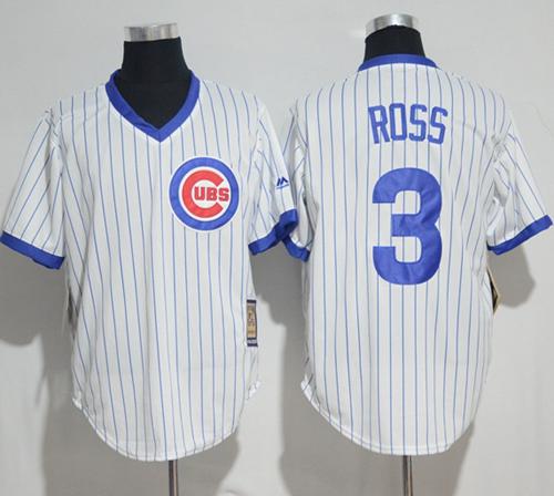 Cubs #3 David Ross White Strip Home Cooperstown Stitched MLB Jersey